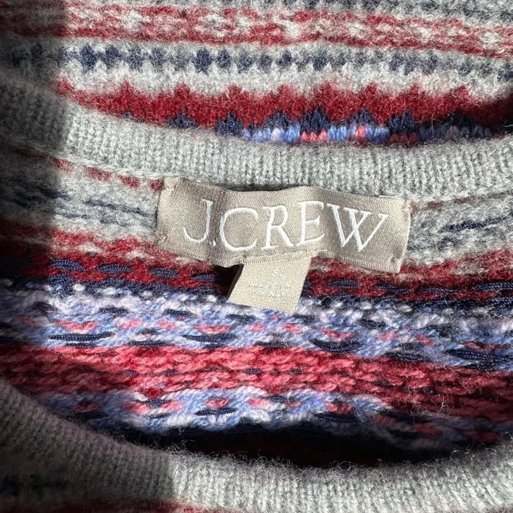 J.Crew Fair Isle Sweater Shell In Boiled Wool Heather Medium Grey Multi S